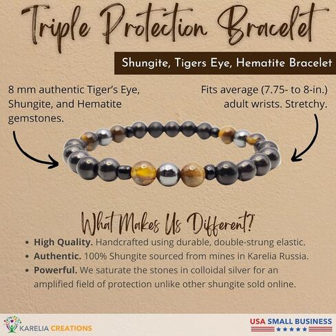 Shungite Protection Bracelet - Fits Average Adult Wrists Men Women Authentic for EMF in Saudi Arabia