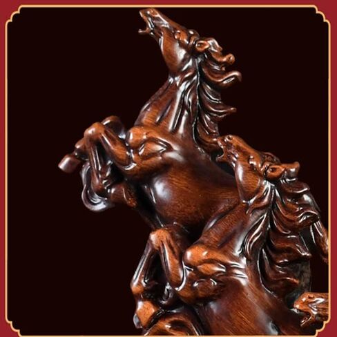 XIZHI 9.5 بوصة × 3.6 بوصة × 6.3 بوصة من الراتنج الخشبي المقلد لديكور المنزل فن النحت على الحصان 8 زخرفة حصان فنغ شوي مناسبة لسطح المكتب والمداخل وفتح الهدايا in Kuwait
