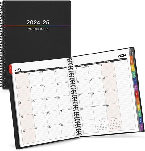 Dunwell Large Planner Book 2025-2026, 8.5x11 Weekly Planner Calendar for Desktop, July 2025 - June 2026, Daily Agenda Scheduler, Monthly Tabs, Bookmark, Stickers, Plastic Covers, Notes Pages, and More in Saudi Arabia