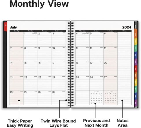 Dunwell Large Planner Book 2025-2026, 8.5x11 Weekly Planner Calendar for Desktop, July 2025 - June 2026, Daily Agenda Scheduler, Monthly Tabs, Bookmark, Stickers, Plastic Covers, Notes Pages, and More in Saudi Arabia