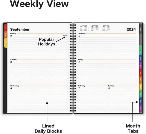 Dunwell Large Planner Book 2025-2026, 8.5x11 Weekly Planner Calendar for Desktop, July 2025 - June 2026, Daily Agenda Scheduler, Monthly Tabs, Bookmark, Stickers, Plastic Covers, Notes Pages, and More in Saudi Arabia