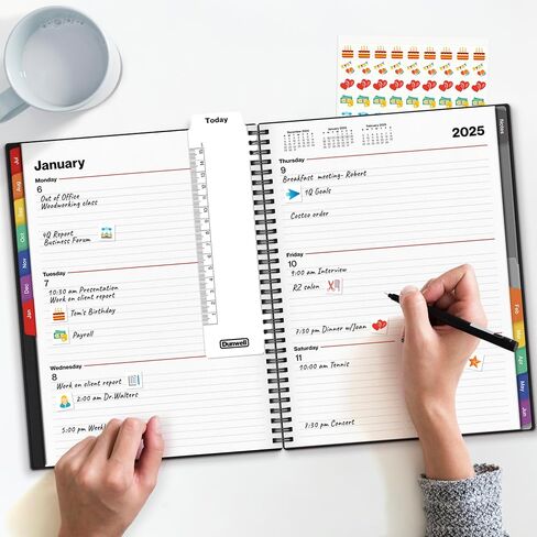 Dunwell Large Planner Book 2025-2026, 8.5x11 Weekly Planner Calendar for Desktop, July 2025 - June 2026, Daily Agenda Scheduler, Monthly Tabs, Bookmark, Stickers, Plastic Covers, Notes Pages, and More in Saudi Arabia