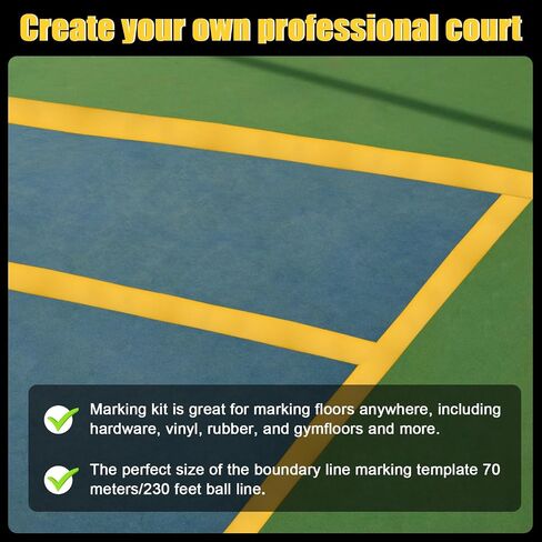 شريط ملعب LUTER Pickleball، شريط تحديد خارجي مقاس 2 بوصة × 230 قدم، شريط أدوات وضع علامات على ملعب كرة البيسبول المتين لملعب كرة الريشة، ملعب تنس، ملعب كرة البيسبول في الهواء الطلق (أصفر) in Saudi Arabia
