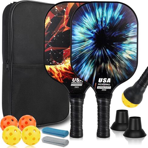 Pickleball Paddles Set of 2, USAPA Approved Carbon Fiber Pickleball Paddle(CFS), Polypropylene Honeycomb Core with 2 Pickleball Ball Retriever, 4 Balls, 1 Bag, 2 Towels for Men Women Bginner&Pros in Saudi Arabia
