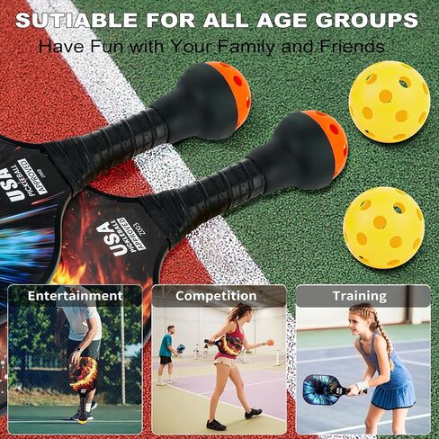 Pickleball Paddles Set of 2, USAPA Approved Carbon Fiber Pickleball Paddle(CFS), Polypropylene Honeycomb Core with 2 Pickleball Ball Retriever, 4 Balls, 1 Bag, 2 Towels for Men Women Bginner&Pros in Saudi Arabia