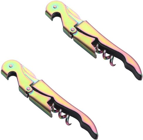 Color ME! 2 Pieces Stainless Steel Waiter Corkscrews for Wine Bottles Double Hinged Corkscrew Wine Opener with Bottle Opener and Serrated Foil Cutter for Restaurant Waiters or Bartenders (Gold) in Saudi Arabia