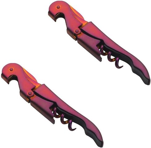 Color ME! 2 Pieces Stainless Steel Waiter Corkscrews for Wine Bottles Double Hinged Corkscrew Wine Opener with Bottle Opener and Serrated Foil Cutter for Restaurant Waiters or Bartenders (Gold) in Saudi Arabia