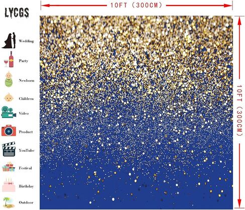 LYCGS 5X3FT Royal Blue Glitter Backdrop Birthday Backdrop Gold Spots Bokeh Backdrop Wedding Prom Graduation Photography Background Happy New Year Backdrop Studio Props X-77 in Saudi Arabia