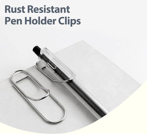 12 قطعة حامل مشبك قلم للكمبيوتر الدفتري مشبك ورق معدني من الفولاذ المقاوم للصدأ لأقلام الرصاص وحافظة المجلات الورقية وحامل مشبك آمن (فضي) in Kuwait