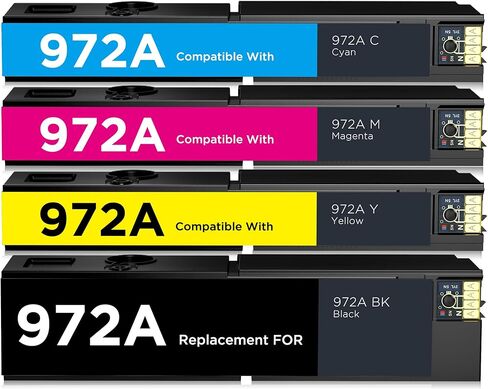 972A 972 A Ink Cartridge Compatible with HP PageWide MFP 377dw 377dn / PageWide Pro 452dw 452dn / PageWide Pro Multifunction 477dw 477dn 577dw 577z Printer (BCMY, 4 Pack) in Saudi Arabia