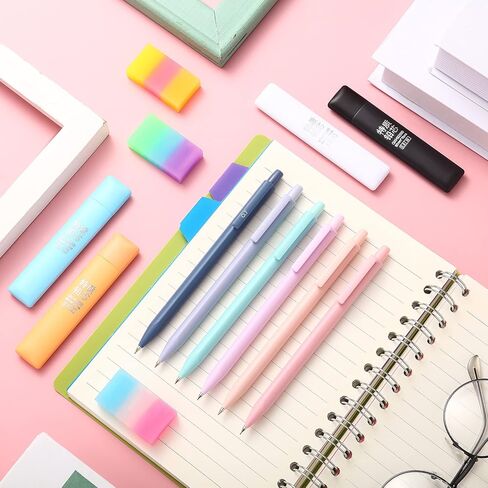 مجموعة أقلام رصاص ميكانيكية لطيفة مكونة من 23 قطعة، و12 قطعة من أقلام الرصاص الميكانيكية باستيل 0.5 مم و0.7 مم من اللوازم المدرسية الجمالية مع 8 أنابيب عبوات أقلام رصاص و3 قطع ممحاة للأطفال الطلاب الذين يكتبون رسم الرسم in Kuwait