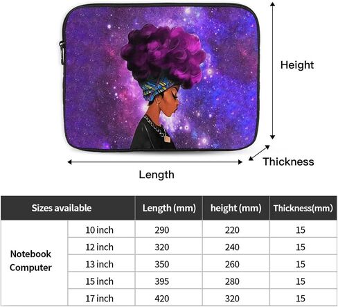African American Afro Woman 17 inch Laptop Case Fashion Laptop Sleeve Impact Resistant, Sturdy, Anti-Vibration,Lightweight Unisex Computer Case Cover 10-17 Inch. (Contains a Mouse pad in Saudi Arabia