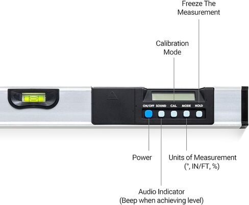 J-MEX eLevel 600 - مستوى رقمي 24 بوصة، أداة مستوى إلكتروني 360 درجة، مقياس الميل والمنقلة، شاشة LCD مع قارورتين، صنع في تايوان in Saudi Arabia