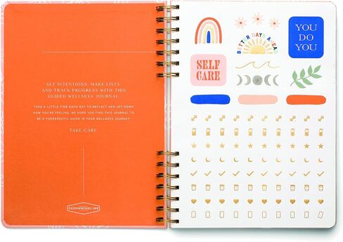 DesignWorks Ink Green Live Well Spiral Mindfulness Notebook Guided Gratitude and Wellness Journal Undated Daily Planner With Self Care and Activity Prompts and Stickers, 7.5" x 10.25 in Saudi Arabia