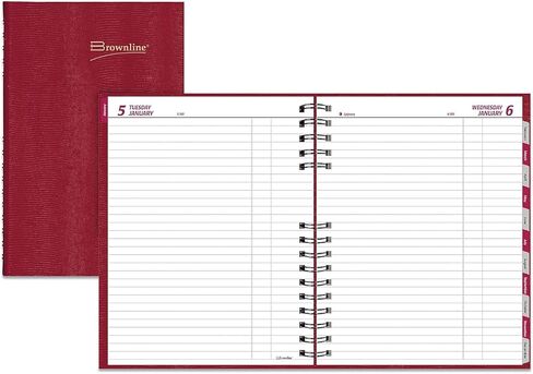 Brownline 2024 CoilPro Daily Planner، مجلة غير محددة، 12 شهرًا، من يناير إلى ديسمبر، ربط مزدوج السلك، 10.125 بوصة × 7.875 بوصة، أحمر ساطع (C550C.RED-24) in Kuwait