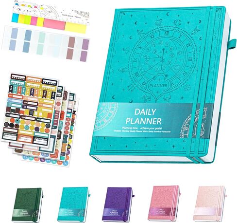 Ospelelf 2025 Planner Weekly And Monthly, 12 Months Leather Undated Daily Planner 2025-2026, 8.5 x 11 A4 Hardcover With Stickers and Pocket for Office Home School Supplies(Purple) in Saudi Arabia