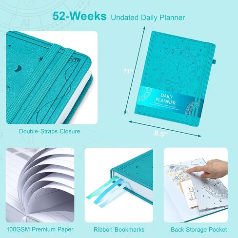 Ospelelf 2025 Planner Weekly And Monthly, 12 Months Leather Undated Daily Planner 2025-2026, 8.5 x 11 A4 Hardcover With Stickers and Pocket for Office Home School Supplies(Purple) in Saudi Arabia