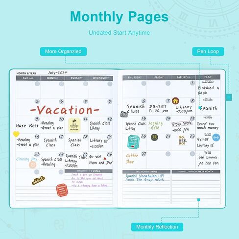 Ospelelf 2025 Planner Weekly And Monthly, 12 Months Leather Undated Daily Planner 2025-2026, 8.5 x 11 A4 Hardcover With Stickers and Pocket for Office Home School Supplies(Purple) in Saudi Arabia