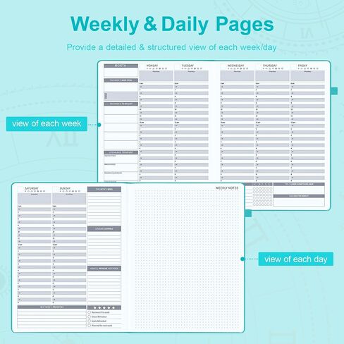 Ospelelf 2025 Planner Weekly And Monthly, 12 Months Leather Undated Daily Planner 2025-2026, 8.5 x 11 A4 Hardcover With Stickers and Pocket for Office Home School Supplies(Purple) in Saudi Arabia