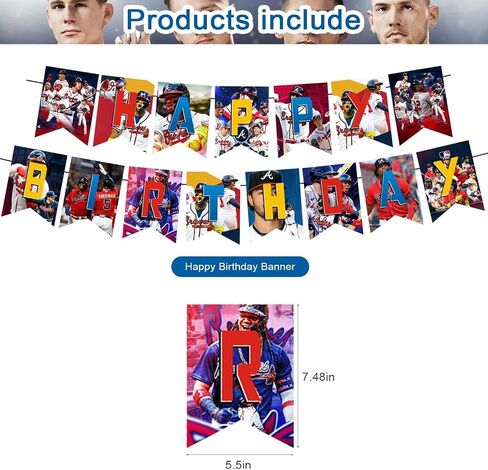 Atlanta Baseball Birthday Party Supplies, Atlanta Baseball Party Decorations,Braves Party Theme Includes Balloons,Banner,Cake Toppers for Baseball Kids Birthday Theme Party Decorations in Saudi Arabia