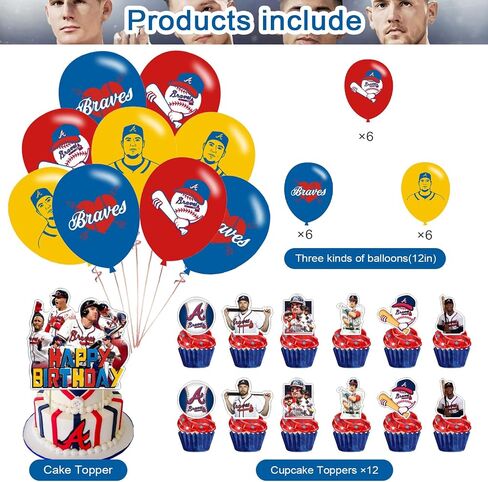 Atlanta Baseball Birthday Party Supplies, Atlanta Baseball Party Decorations,Braves Party Theme Includes Balloons,Banner,Cake Toppers for Baseball Kids Birthday Theme Party Decorations in Saudi Arabia