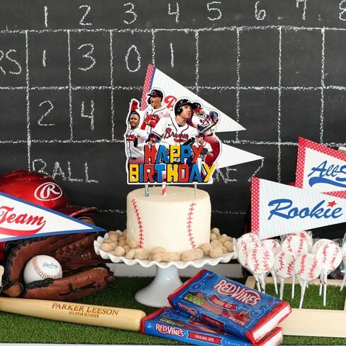 Atlanta Baseball Birthday Party Supplies, Atlanta Baseball Party Decorations,Braves Party Theme Includes Balloons,Banner,Cake Toppers for Baseball Kids Birthday Theme Party Decorations in Saudi Arabia