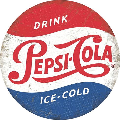Drink Ice-Cold Pepsi Cola Round Metal Tin Signs, Vintage Wall Decor Retro Art Tin Sign Funny Decorations For Home Bar Pub Cafe Farm Room Metal Posters 12 X12 Inch in Kuwait