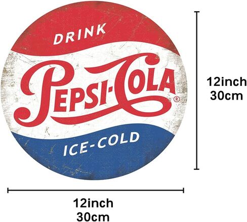 Drink Ice-Cold Pepsi Cola Round Metal Tin Signs, Vintage Wall Decor Retro Art Tin Sign Funny Decorations For Home Bar Pub Cafe Farm Room Metal Posters 12 X12 Inch in Kuwait