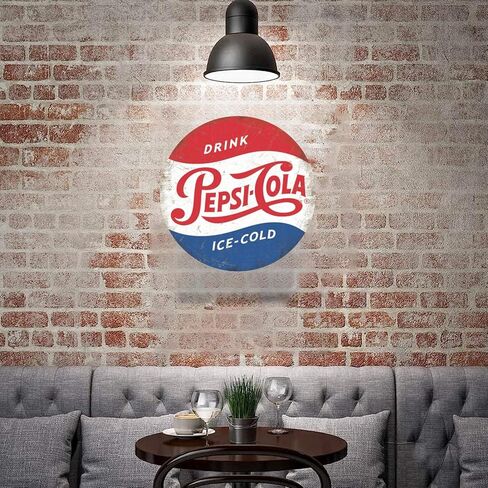 Drink Ice-Cold Pepsi Cola Round Metal Tin Signs, Vintage Wall Decor Retro Art Tin Sign Funny Decorations For Home Bar Pub Cafe Farm Room Metal Posters 12 X12 Inch in Kuwait