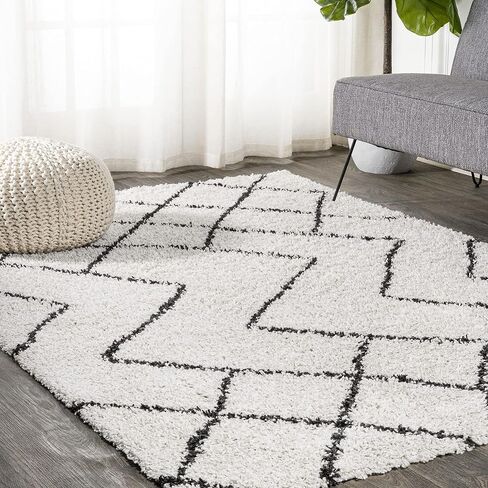 JONATHAN Y SHG101A-28 Inca Moroccan Diamond Shag Indoor Area-Rug, Contemporary, Modern, Bohemian Easy-Cleaning,Bedroom,Kitchen,Living Room,Non Shedding, Beige/Dark Gray, 2 X 8 in Saudi Arabia