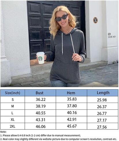 Women's Long Sleeve Hoodies Tops Lightweight Hooded Sweatshirts Pullover Casual Tunic Shirts with Pocket in Kuwait
