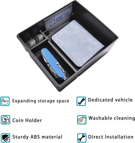 EDBETOS Acadia Center Console Organizer Compatible with 2017-2023 GMC Acadia Accessories SLE SLT AT4 Denali Armrest Box Insert Tray Secondary Storage Pallet ABS Plastic Material, Black in Kuwait