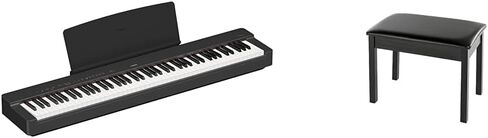 Yamaha L200B Furniture Stand for P225B Weighted Digital Piano, Black & BB1 Padded Wooden Piano Bench - Black in Saudi Arabia