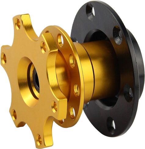 عجلة قيادة عالمية من الألومنيوم سريعة الإصدار لعجلة القيادة سريعة الإصدار ومهايئ محور سريع الإغلاق طقم بوس للسباق/الرالي/رياضة السيارات (ذهبي) in Kuwait