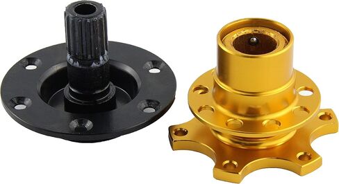 عجلة قيادة عالمية من الألومنيوم سريعة الإصدار لعجلة القيادة سريعة الإصدار ومهايئ محور سريع الإغلاق طقم بوس للسباق/الرالي/رياضة السيارات (ذهبي) in Kuwait