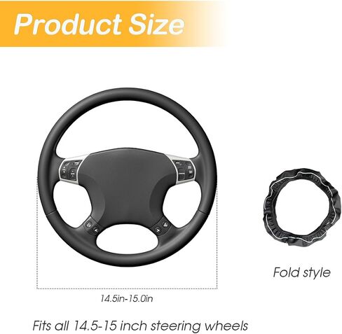 Car Steering Wheel Cover, Nappa Leather Sports Style Non-Slip Steering Wheel Protector, Universal 14.5-15 Inches, Soft & Breathable, Auto Interior Accessories for Van, SUV, Truck (White) in Saudi Arabia