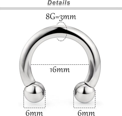 Ocptiy 2G 4G 6G 8G Titaniumm Septum Rings Medical Implant Grade Gauges Tunnels Earring Stretching kit Hypoallergenic Septum Nose Ring Ear Hoop Earring Piercing Jewelry Women Men 12mm 14mm 16mm in Saudi Arabia