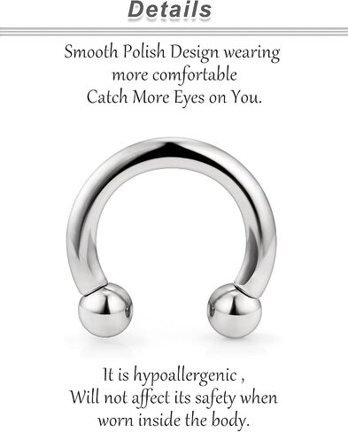 Ocptiy 2G 4G 6G 8G Titaniumm Septum Rings Medical Implant Grade Gauges Tunnels Earring Stretching kit Hypoallergenic Septum Nose Ring Ear Hoop Earring Piercing Jewelry Women Men 12mm 14mm 16mm in Saudi Arabia