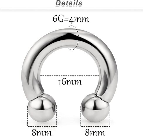 Ocptiy 2G 4G 6G 8G Titaniumm Septum Rings Medical Implant Grade Gauges Tunnels Earring Stretching kit Hypoallergenic Septum Nose Ring Ear Hoop Earring Piercing Jewelry Women Men 12mm 14mm 16mm in Saudi Arabia