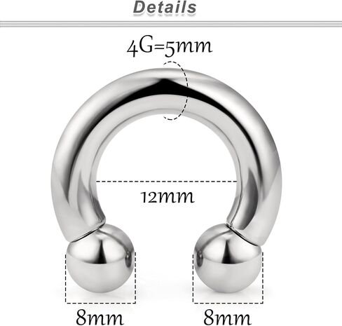 Ocptiy 2G 4G 6G 8G Titaniumm Septum Rings Medical Implant Grade Gauges Tunnels Earring Stretching kit Hypoallergenic Septum Nose Ring Ear Hoop Earring Piercing Jewelry Women Men 12mm 14mm 16mm in Saudi Arabia