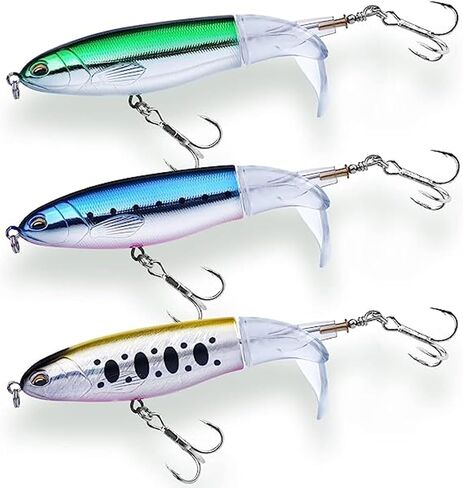 تسليم 3 قطع من طُعم الصيد في المياه العلوية للباس، طقم طُعم الصيد، طُعم عائم مع ذيل دوار عائم لسمك السلمون المرقط، طُعم المياه العلوية للمياه المالحة العذبة in Kuwait