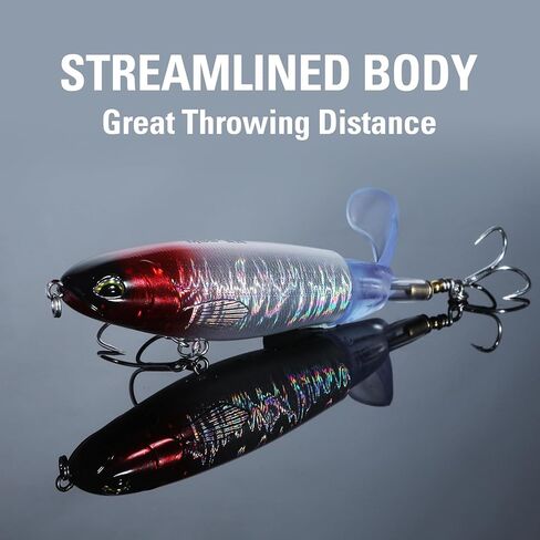 تسليم 3 قطع من طُعم الصيد في المياه العلوية للباس، طقم طُعم الصيد، طُعم عائم مع ذيل دوار عائم لسمك السلمون المرقط، طُعم المياه العلوية للمياه المالحة العذبة in Kuwait