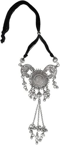 الهندي العتيقة الأفغاني الفضة المؤكسد البولندية Ghungroo أجراس بوهو الغجر بانجارا بيان شرابة المختنق الموضوع قلادة مجوهرات للنساء الفتيات in Kuwait