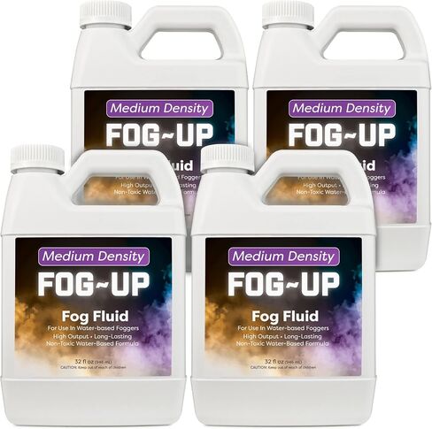 FogUp Medium Density Fog Juice - Extremely Long Lasting, High Output Non-Toxic Odorless Water-Based Fog Machine Fluid - (4 Pack) 1 Gallon, 128 fl oz for All Standard Fog Machines in Saudi Arabia
