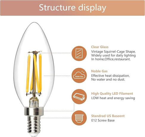 8.9 بوصة 6W T10 E26 مصابيح أنبوبية LED 60 وات مكافئة، عكس الضوء 2700K T10 لمبات إضاءة طويلة بيضاء دافئة 600LM، مصابيح إضاءة عتيقة مزخرفة بأنبوب شفاف عتيق لمصابيح المكتب، شمعدانات الحائط in Kuwait
