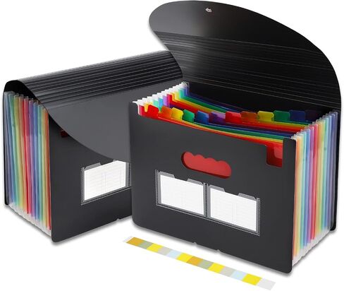 NAFY Accordion File Organizer, 13 Pockets Expanding File Folders, According File Organizer Portable Document Organizer with Blank Labels for Home Office School Supplies (Black) in Saudi Arabia