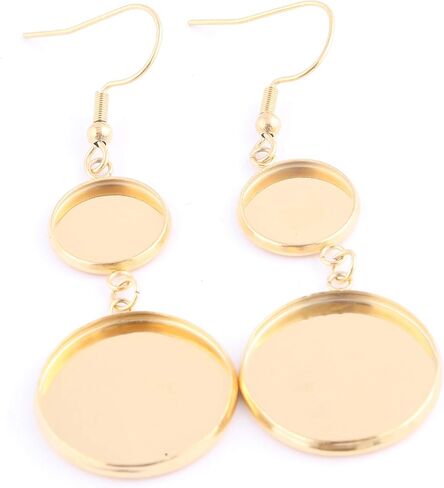 Reidgaller 10 أزواج تناسب 12 مم 20 مم كابوشون إعداد القرط الفراغات الفولاذ المقاوم للصدأ مطلية بالذهب الحافة صواني لصنع المجوهرات والاكسسوارات in Kuwait