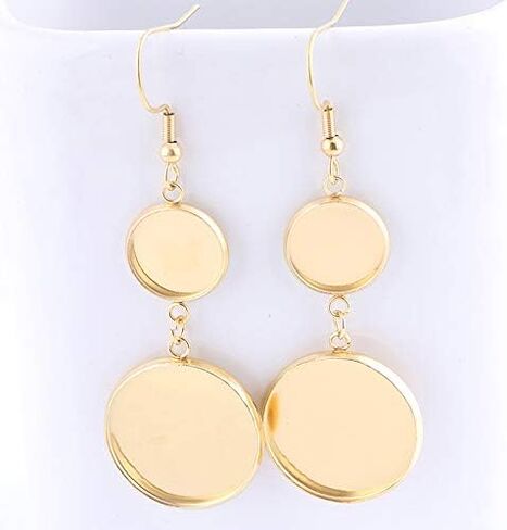 Reidgaller 10 أزواج تناسب 12 مم 20 مم كابوشون إعداد القرط الفراغات الفولاذ المقاوم للصدأ مطلية بالذهب الحافة صواني لصنع المجوهرات والاكسسوارات in Kuwait