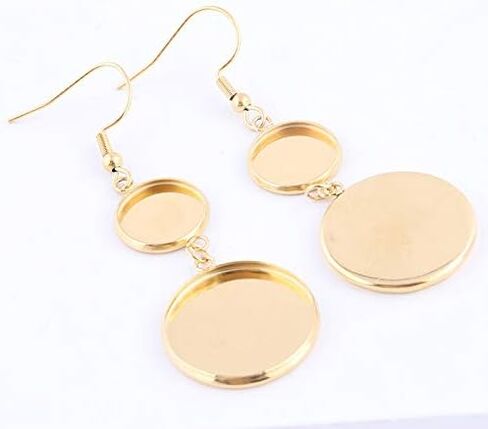 Reidgaller 10 أزواج تناسب 12 مم 20 مم كابوشون إعداد القرط الفراغات الفولاذ المقاوم للصدأ مطلية بالذهب الحافة صواني لصنع المجوهرات والاكسسوارات in Kuwait