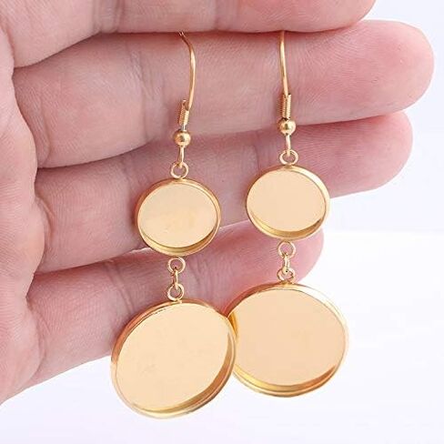 Reidgaller 10 أزواج تناسب 12 مم 20 مم كابوشون إعداد القرط الفراغات الفولاذ المقاوم للصدأ مطلية بالذهب الحافة صواني لصنع المجوهرات والاكسسوارات in Kuwait